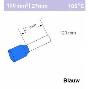 Adereindhuls 120mm2 BLAUW (25 stk)