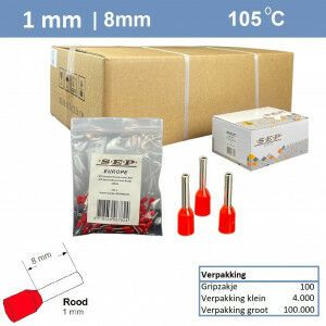 SEP Adereindhuls 1mm2 ROOD (100stk)