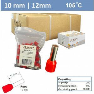 SEP Adereindhuls 10mm2 ROOD (100stk)