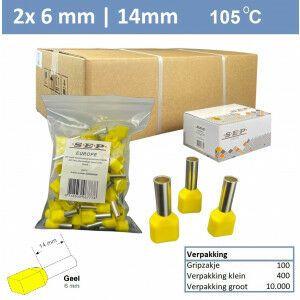 SEP Twin adereindhuls 6mm2 GEEL (100stk)