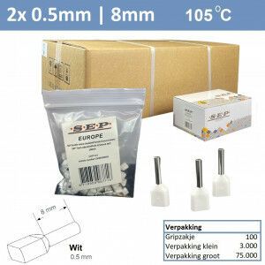 SEP Twin adereindhuls 0,5mm2 WIT (100stk)