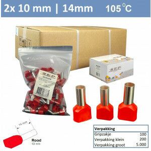 SEP Twin adereindhuls 10mm2 ROOD (100stk)