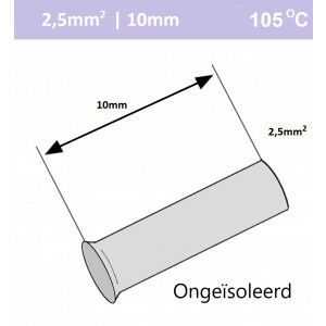 Ongeïsoleerde adereindhuls  2,5mm2 L=10 (1000stk)