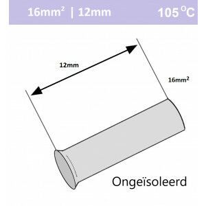 Ongeïsoleerde adereindhuls  16mm2 L=12 (250stk)
