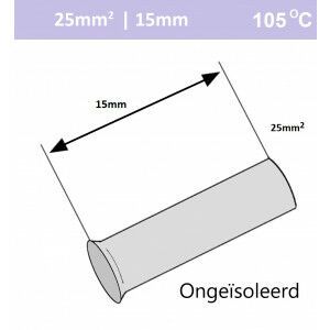 Ongeïsoleerde adereindhuls  25mm2 L=15 (100stk)