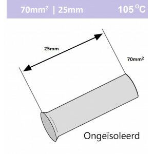 Ongeïsoleerde adereindhuls  70mm2 L=25 (100stk)