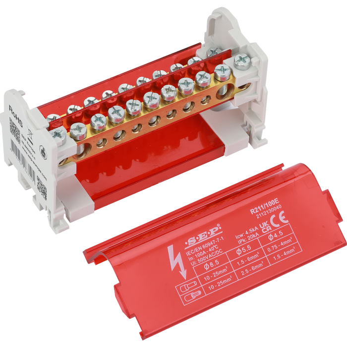 SEP R211/100E verdeelset 100A, 2p, 11x aansl, 500VAC/DC
