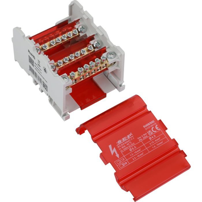SEP R408/80E verdeelset 80A, 4p, 8x aansl, 500VAC/DC