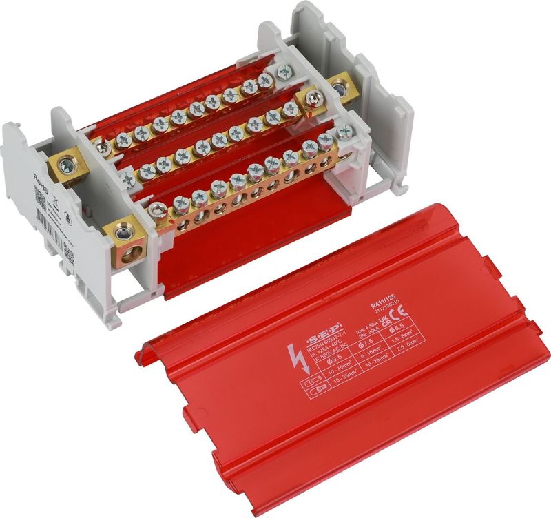 SEP R411/125 verdeelset 125A, 4p, 11x aansl, 690VAC/DC