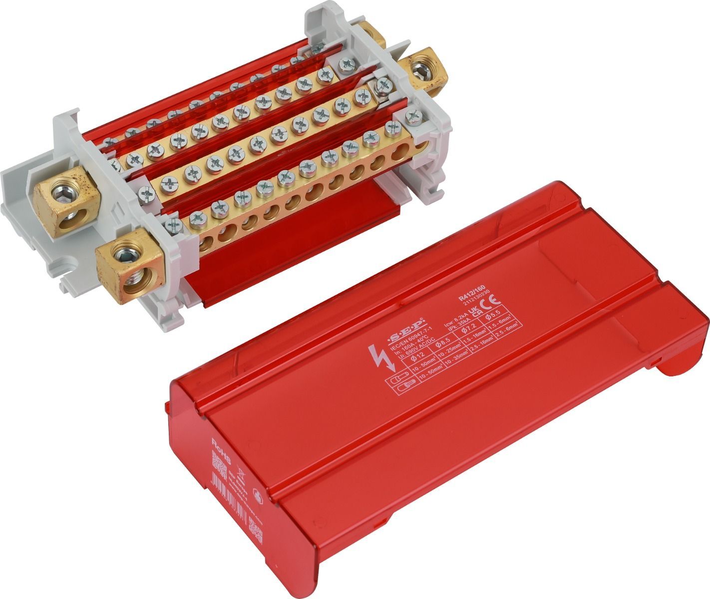 SEP R412/160 verdeelset 160A, 4p, 12x aansl, 690VAC/DC