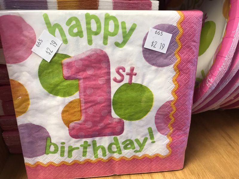 Big 1 Dots Girl Dinner Napkin