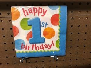 Big 1 Dots Boy Dinner Napkin