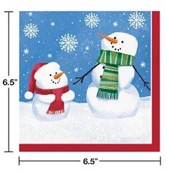 Smiling Snowmen Luncheon Napkin
