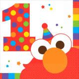 ELMO  TURNS 1 BEVERAGE NAPKIN