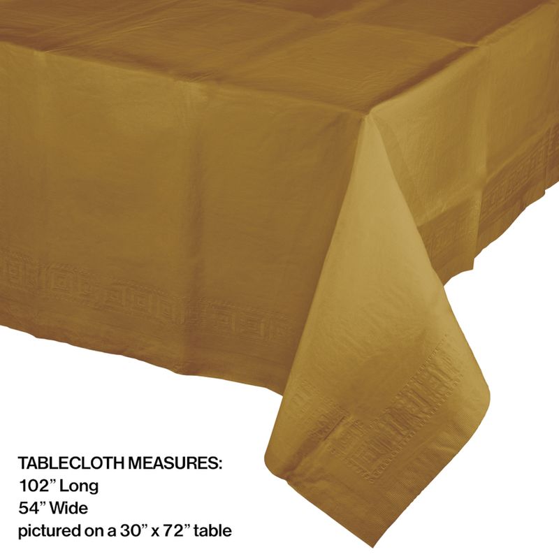 GLITTERING GOLD PLASTIC LINED TABLE COVER