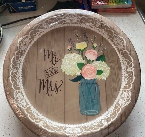 RUSTIC WEDDING P;ATE 10in 8ct