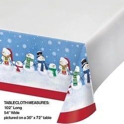 SMILING SNOWMEN TABLECOVER