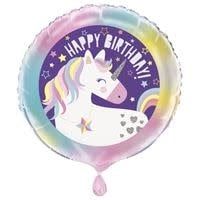 Unicorn Round Foil Balloon 18in Packaged" w/ Helium.