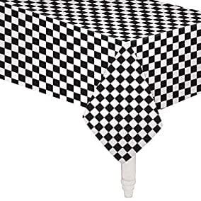 BLACK N WHITE CHECKERED TABLECOVER