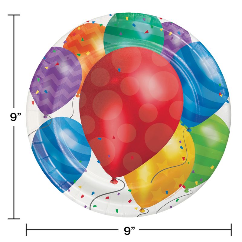 BALLOON BLAST DINNER PLATE 8 CT