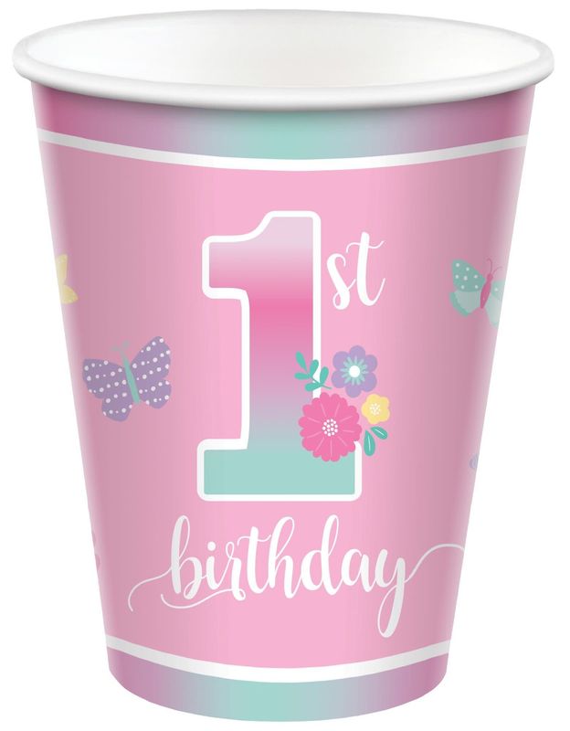 Butterfly Garden 1st Birthday 9 oz Paper Cups