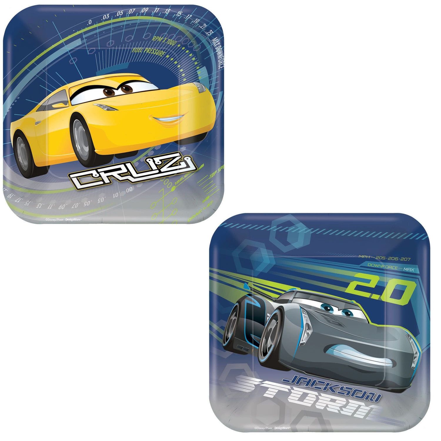 ©DISNEY CARS 3 Square Plates, 7"