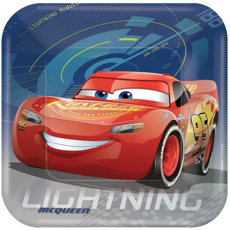 ©DISNEY CARS 3 Square Plates, 9"