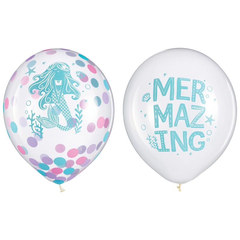Shimmering Mermaids Latex Confetti Balloon W/ HELIUM