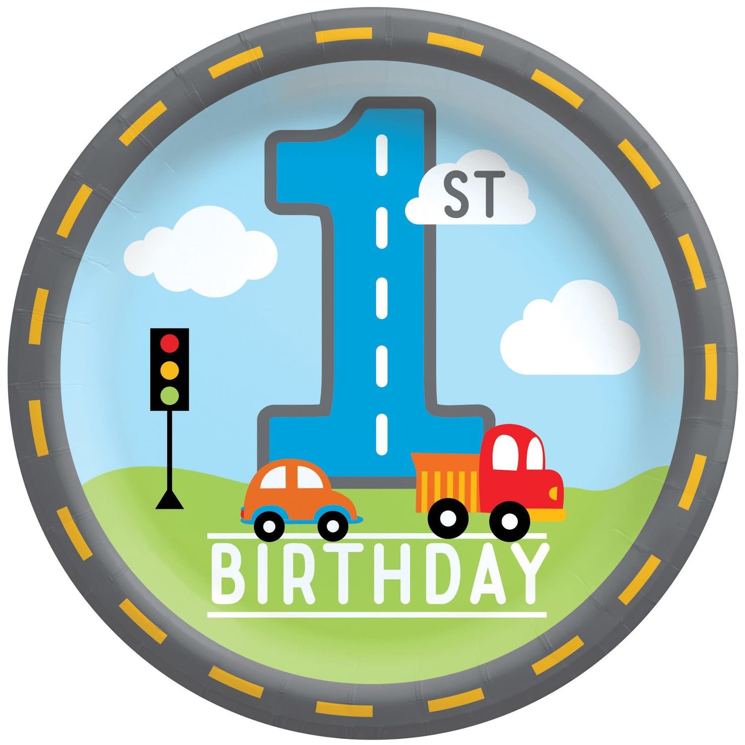 On the Road 1st Birthday 8 1/2" Plates