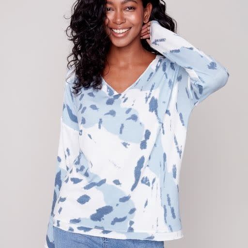 Charlie B - V-Neck Drop Shoulder Printed Top