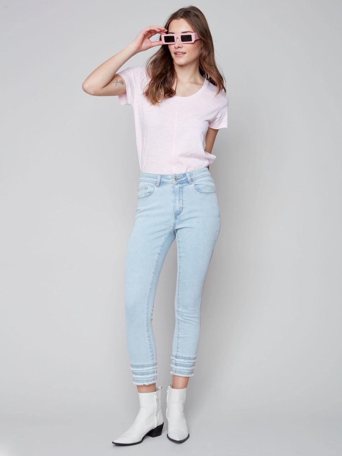 Charlie B - Frayed Hem Ankle Leg Jean