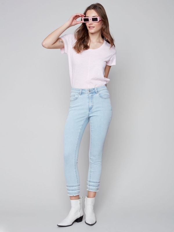 Charlie B - Frayed Hem Ankle Leg Jean