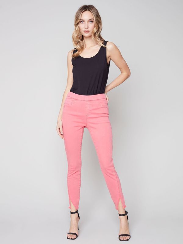 Charlie B - Side Slit Fringe Cuff Jean