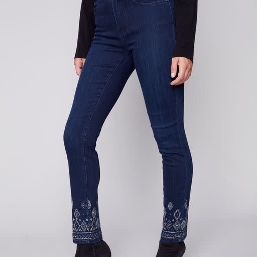 Charlie B - Lace Hem Slim Pant