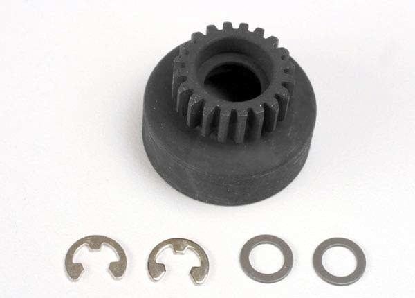 Clutch bell, (20-tooth)/ 5x8x0.5mm fiber washer (2)/ 5mm E-clip (requires #4611-ball bearings, 5x11x4mm (2)