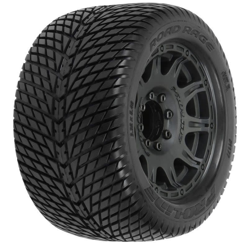 1/8 Road Rage F/R 3.8&quot; MT Tires Mounted 17mm Blk Raid (2)