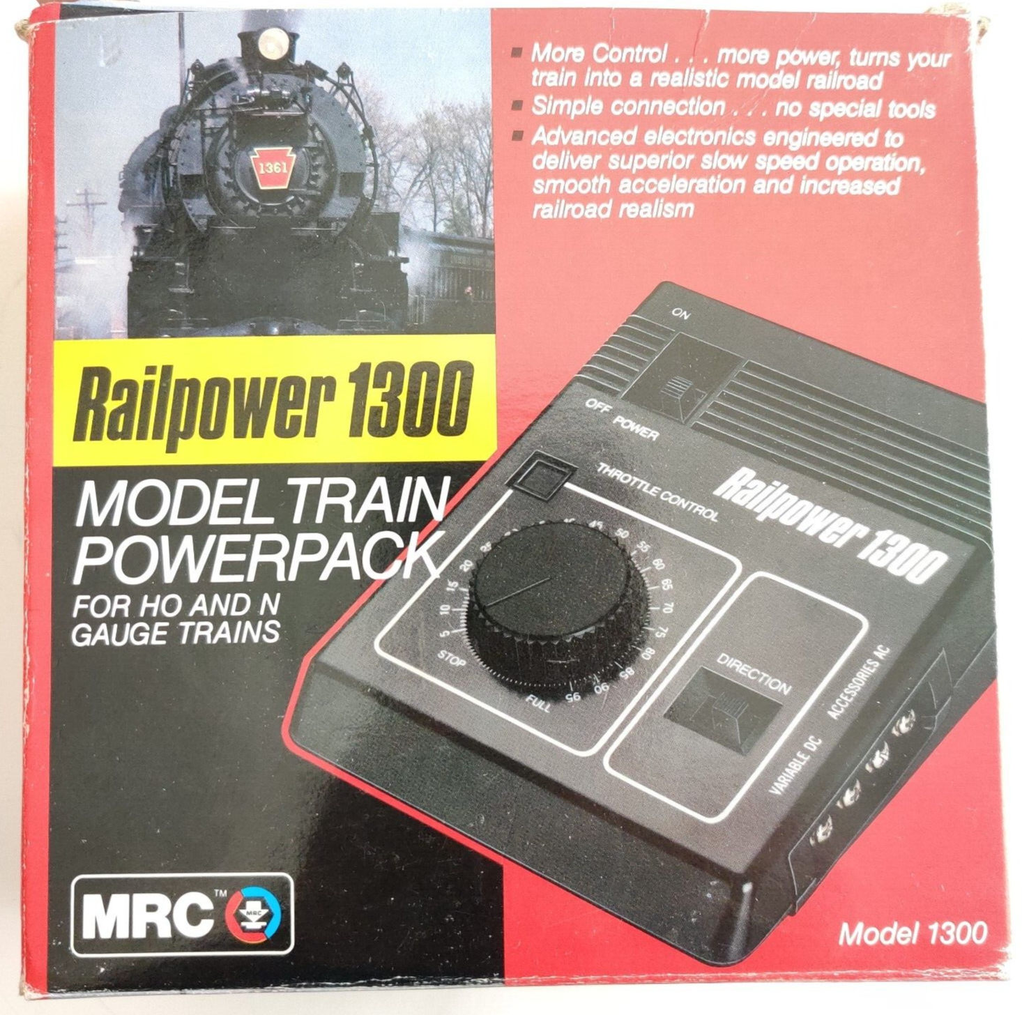 MRC Railpower 1300 Model Train Controller Power Pack Transformer Throttle Tested (USED)