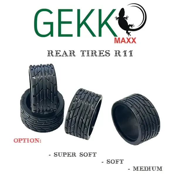 Tires, REAR, (MEDIUM) Gekko Maxx, &quot;GKM&quot; Series, 11mm Race Tires, 4 pieces