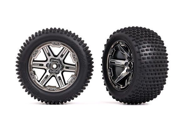 Tires &amp; wheels, assembled, glued (2.8&quot;) (RXT black chrome wheels, Alias® tires, foam inserts) (2WD electric rear) (2) (TSM® rated)