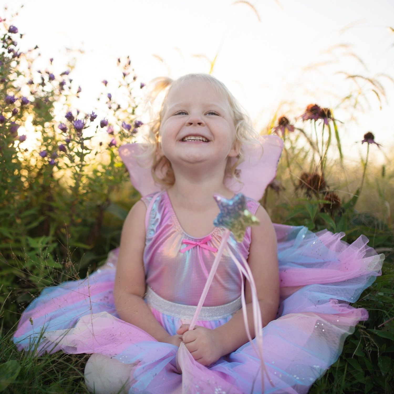 Rainbow Sequin Skirt/Wings &amp; Wand Sz 4-6
