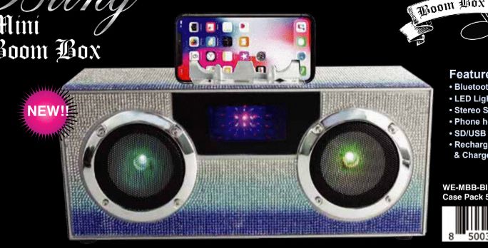 Mini Bling Boombox - Blue