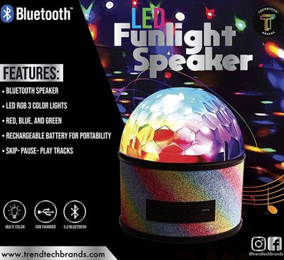 Fun Light Stereo Speaker Rainbow Glitter