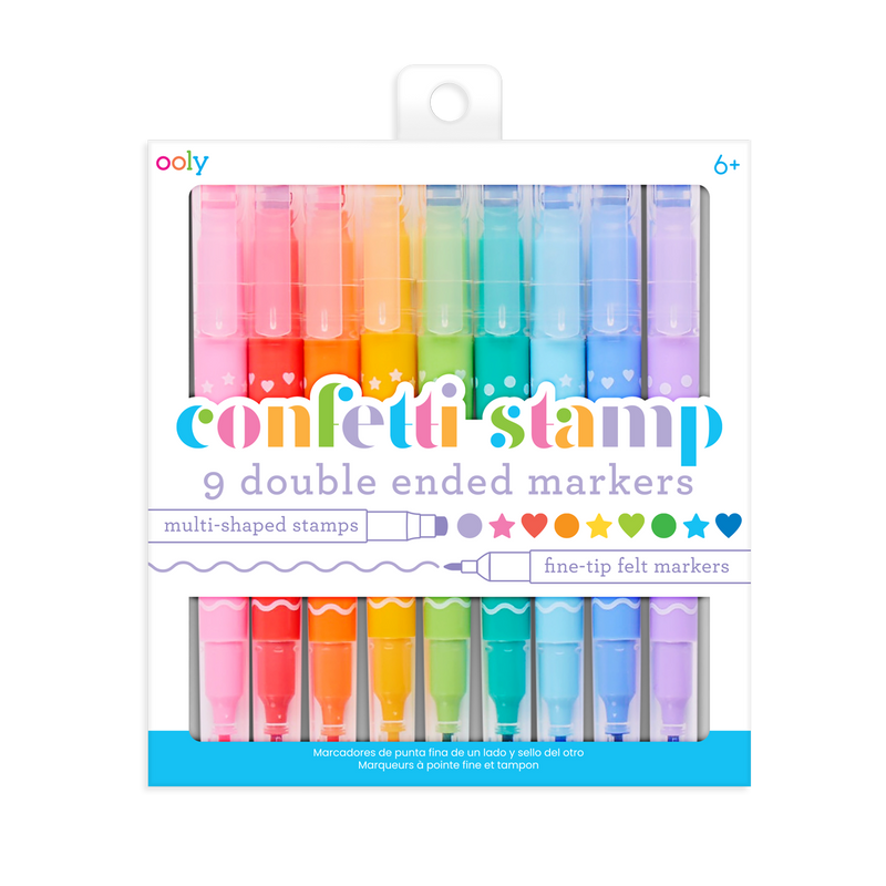Confetti Stamp Double Ended Markers Set of 9