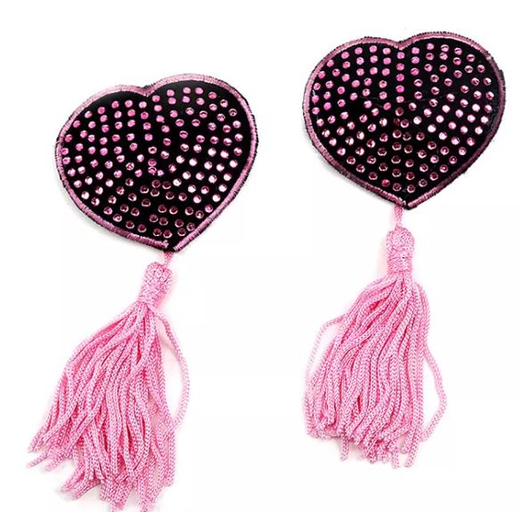 Heart Nipple Tassels, Color: Pink