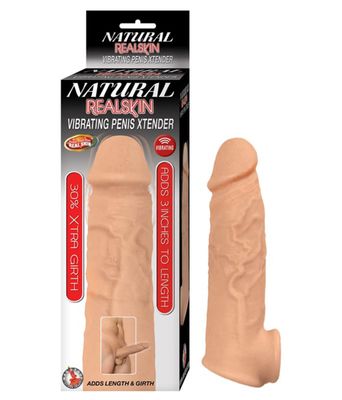 Natural Realskin Vibrating Penis Xtender - White