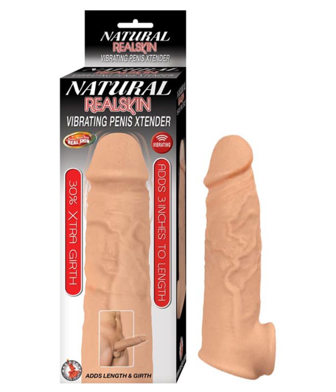 Natural Realskin Vibrating Penis Xtender - White
