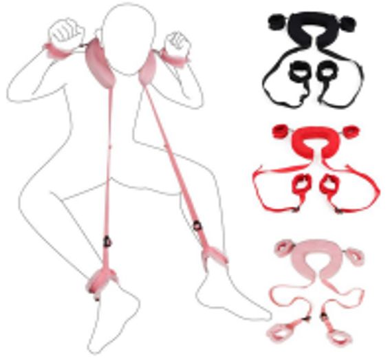 Babylon Bondage Legs and Arm Restraint with Comfort Neck Cushion- Black -