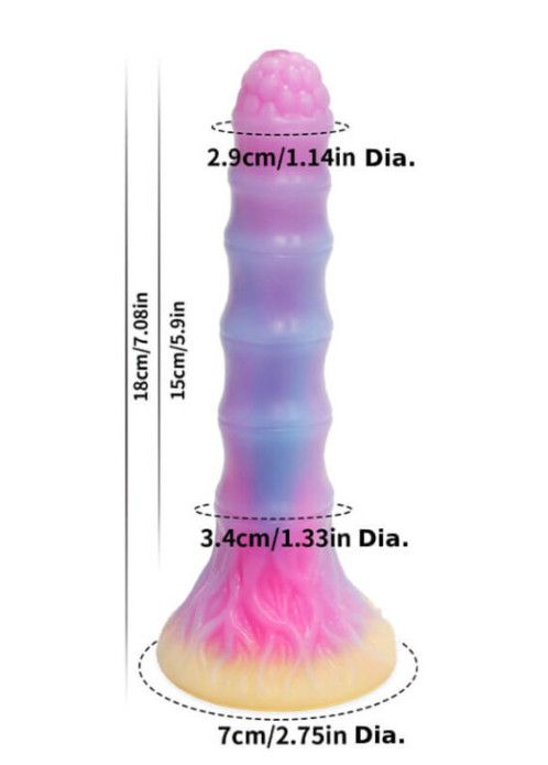 **Babylon Unrealistic Dildo **Ribbed Alien **Purple/Blue/Yellow
