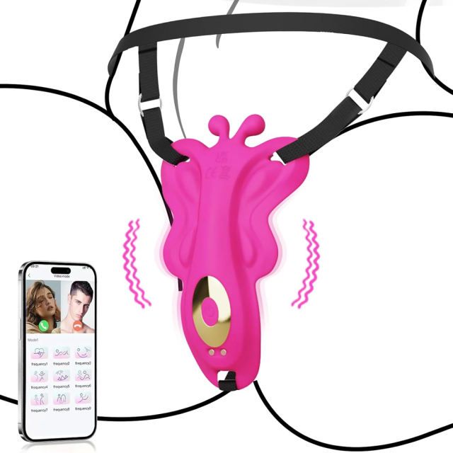 App-Controlled Wearable Butterfly Vibrator-Magenta