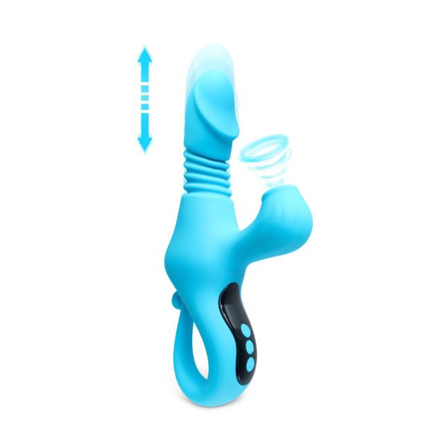 Stretch &amp; Suck Vibrator-Cyan